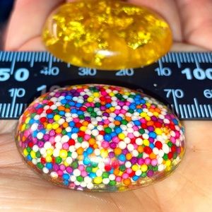 Rainbow 🌈  Candy oval cabochon set in clear resin matching bangles available